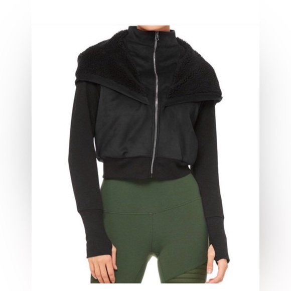 Alo size M women hooded zip-up fleece sweatshirts. - Picture 4 of 5